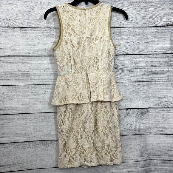 MM Couture Cream Lace Sleeveless Dress With Peplum Size XS - Picture 4 of 4